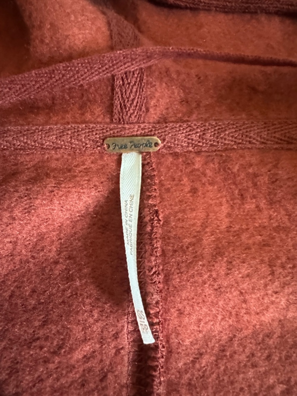 Free People rust-red hooded open cardigan - Picture 2 of 5